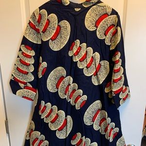 Zuri dress, blue and red print